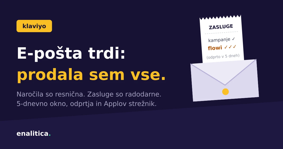 Klaviyo atribucija: resnična naročila, radodarne zasluge