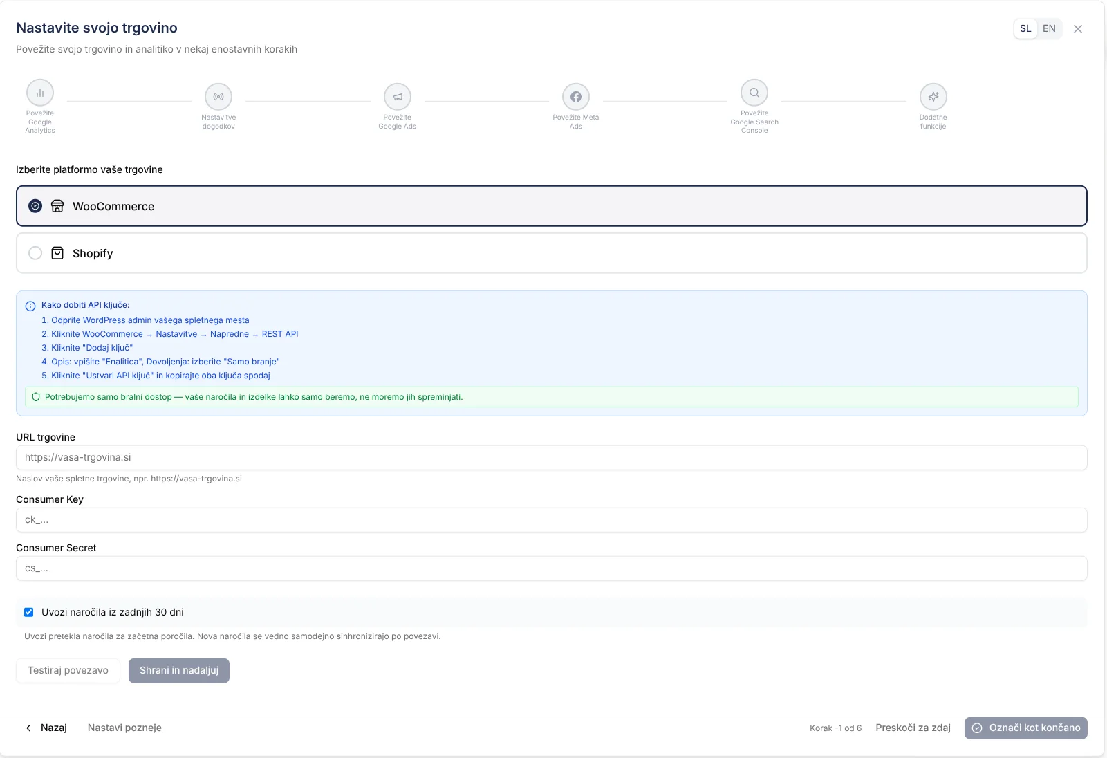Čarovnik za nastavitev