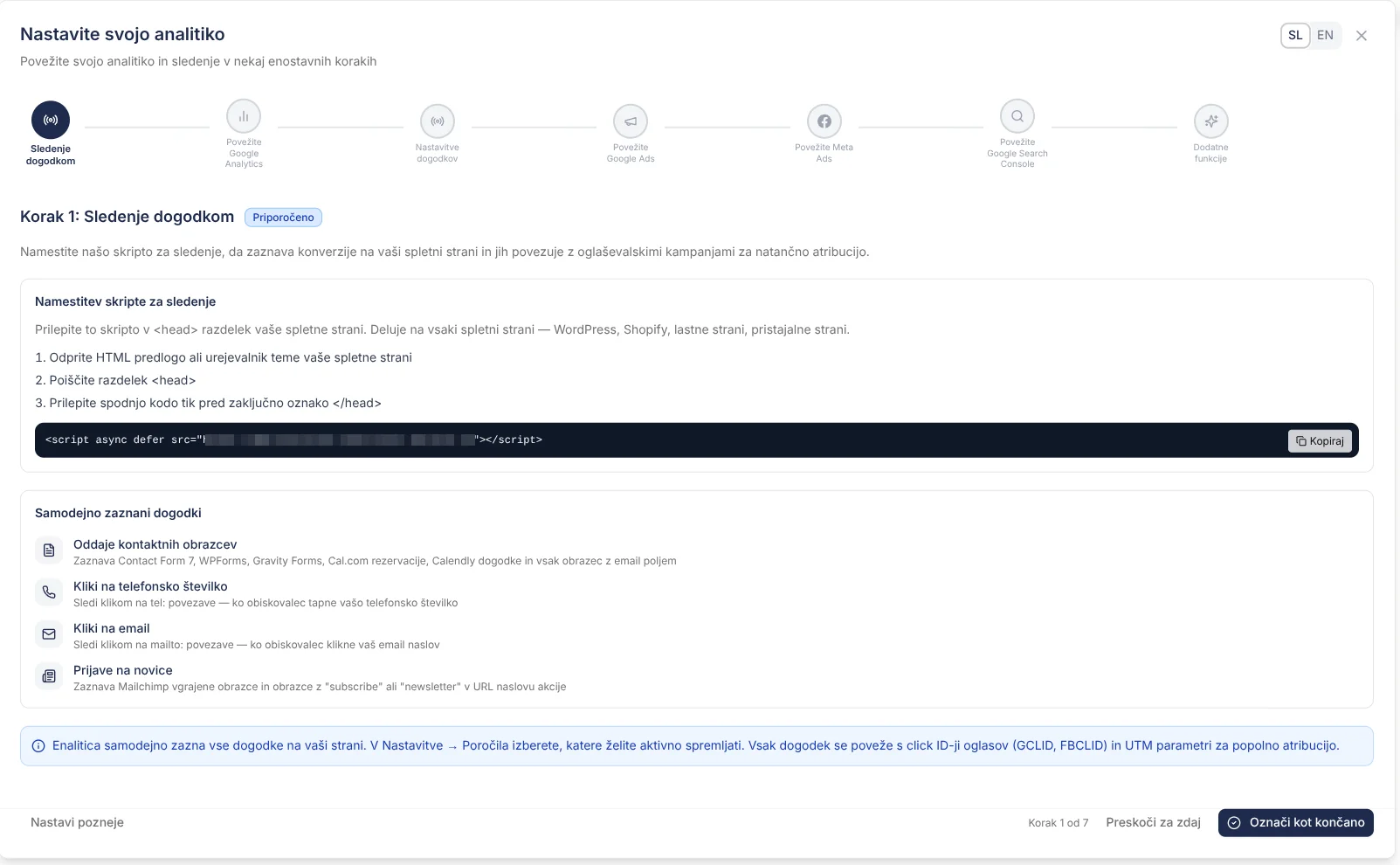 Čarovnik za nastavitev