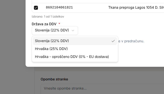 Konfiguracija DDV nastavitev